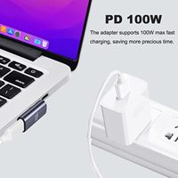 Adaptateur USB C à angle droit à 90 degrés 10 Go Type C mâle vers femelle 10Gbps PD 100W Extension de charge rapide pour MacBook, Switch, ordinateur portable