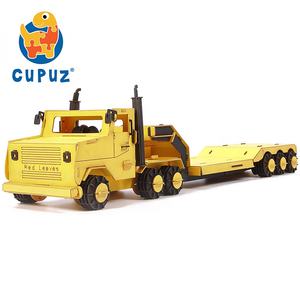 3D سيارة تجميع لعبة مقطورة من الورق المقوى ألغاز نماذج البناء الورقية الحرفية أطقم وألعاب <span class=keywords><strong>DIY</strong></span> للبالغين ، والأطفال - Product Image 3