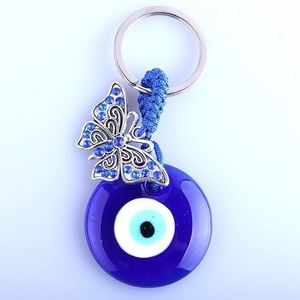 Turkish Blue Eye Keychain Charms Pendants Crafting Amulet for Good Luck Glass Metal Key Chains for <b>Hanging</b> Ornament - Product Image 2