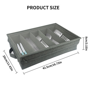 Fabric Cutlery Storage Box Rectangle 4-7 Compartments Kitchen Tableware Organizer Easy To Clean Minimalist Design - Product Image 2