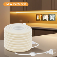 Tira de Luz LED COB de 220V, Alta Luminosidad, Impermeable IP65, Regulable y Cortable para Iluminación de Piscinas/Marina