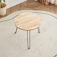 Petite table pliante en bois massif pour balcon utilisation en extérieur écriture et décontracté facile à transporter ménage pieds en métal Table basse Table décontractée