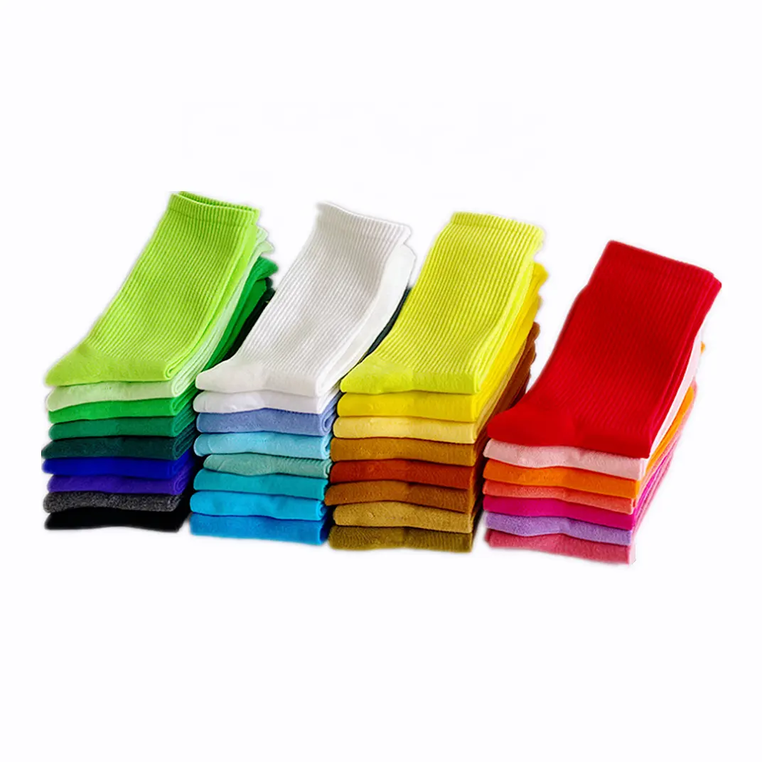wholesale mens dress socks colorful candy color summer organic cotton socks women rose red solid color crew socks