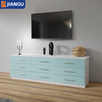Commode moderne en bois d'ingénierie à 9 tiroirs avec poignées métalliques, organiseur de rangement large pour chambre et salon