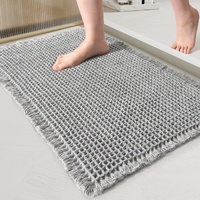 Tapis de bain de luxe en microfibre avec petit treillis gaufré Design Logo personnalisé doux Utilisation pour la maison et l'hôtel Style moderne