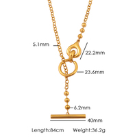Nouveau Collier Tendance 2026 en Acier Inoxydable 316L Plaqué Or PVD 18K avec Fermoir OT, Chaîne Y Perlée Réglable, Bijou Cadeau