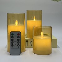 Ensemble de 3 bougies LED sans flamme en cire véritable avec minuterie, bougies piliers à flamme mobile fonctionnant sur piles pour la décoration de la maison, les mariages et Noël