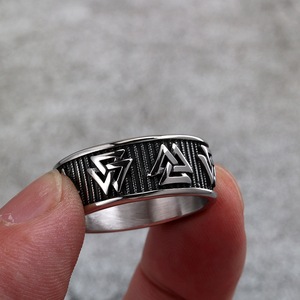Yunnique Stainless Steel Viking Rune <b>Ring</b> Round Geometric Design <b>Plain</b> Men Women Hip Hop Jewelry Gift - Product Image 4