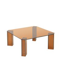 Table basse moderne en verre trempé carré 80x80cm, verre ambré, style Bauhaus, montage facile pour salon