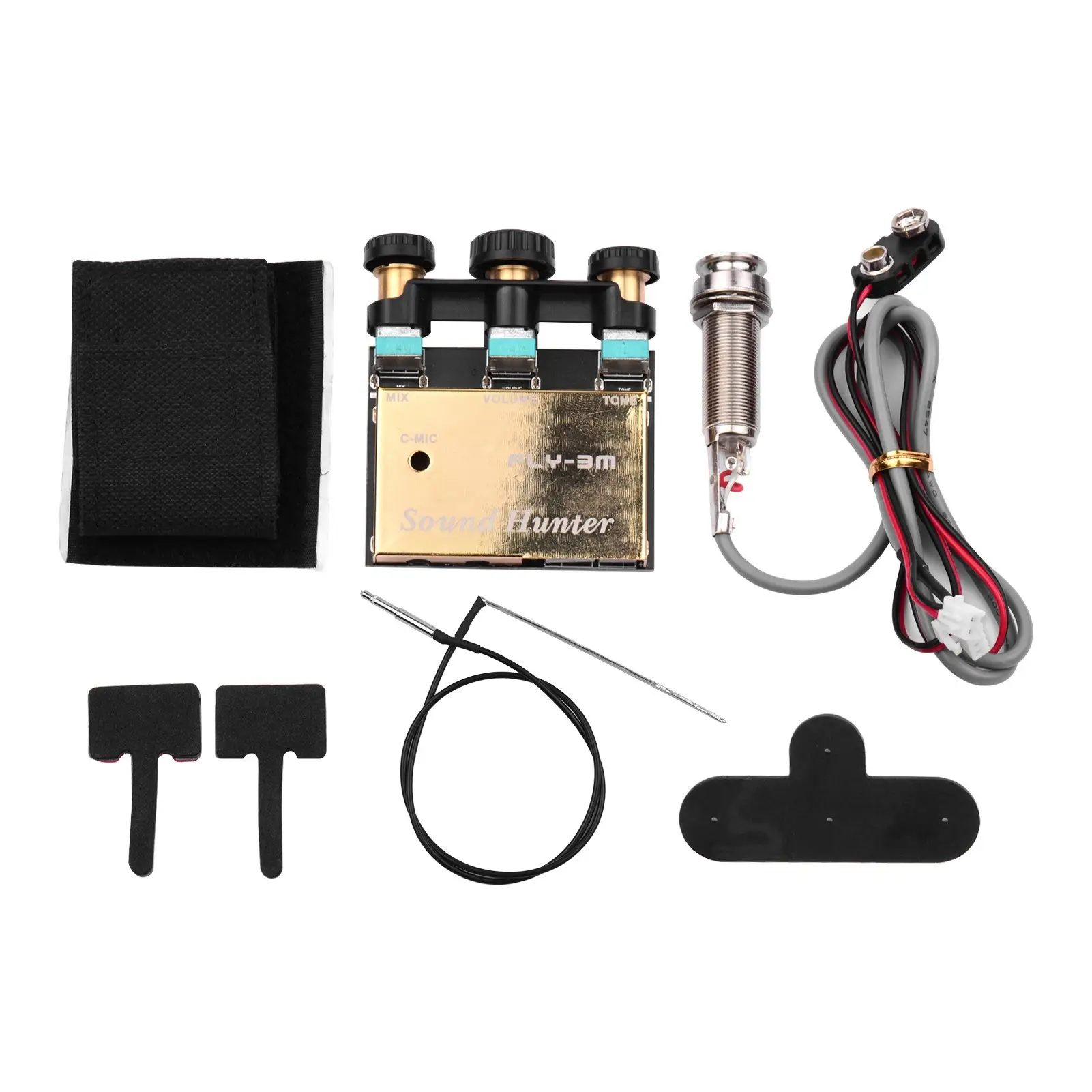 Sound Hunter Guitar Pickup Acoustic Guitar Onboard Active Piezo Pick Up EQ Equalizer Dual Source Preamp System with Mic Volume &