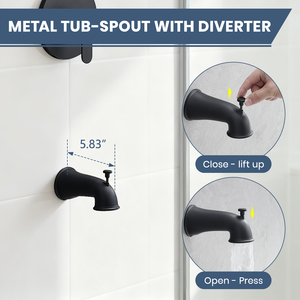 Grifo Monomando de Latón Negro Mate con Mezclador de Ducha de 2 Funciones para Baño - Product Image 4