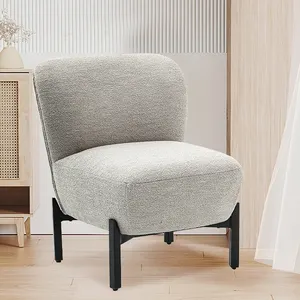 Wohnzimmer Armless Grey Accent Stühle Teddy Stoff verdicktes Kissen Soft Comfortable Sofa Side Chair