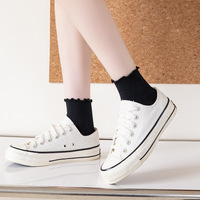 Chaussettes de cheville en coton tricoté à volants tendance pour femmes - Utilisation quotidienne au printemps, chaussettes tubulaires décontractées