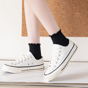 Fashion Ruffle Rim Knitted Cotton Women's Ankle Crew <strong>Socks</strong>-Spring Daily Use Casual Tube <strong>Socks</strong> - Product Image 3