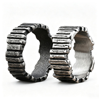 Bagues articulées tressées pour hommes en acier inoxydable poli, style vintage, motif spécial, argent foncé clair, style punk motard