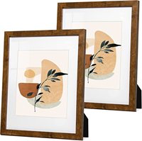 Marco de Fotos de Madera de 11x14 con Paspartú para Fotos de 8x10, Juego de Marcos de Fotos Rústicos Marrones para Escritorio y Pared, Decoración del Hogar, Regalo, Juego de 2