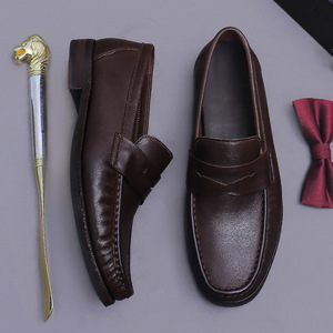 Chaussures en cuir pour hommes, chaussures de course confortables et respirantes, lacets, style décontracté pour la marche - Product Image 4