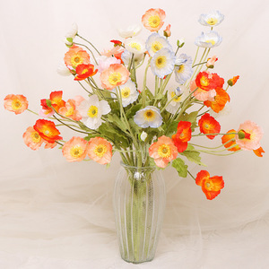 Bouquet de fleurs artificielles de pavot floqué, facile à obtenir, fleurs en soie de 100 cm à 200 cm, pour décoration de mariage, de maison et accessoires de photographie - Product Image 1
