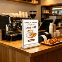 Boîte lumineuse LED de table, support d'affichage publicitaire rétroéclairé pour le commerce de détail, les cafés et les comptoirs d'accueil