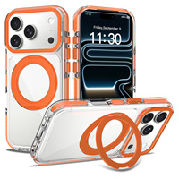 Étui de protection antichoc pour téléphone portable 17 Air avec cadre métallique orange tendance et support rotatif, personnalisable, vente en gros
