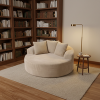 Canapé rond simple en mousse compressée sur mesure, tout en mousse, avec revêtement en tissu, pour salon, canapé compact pour petits espaces
