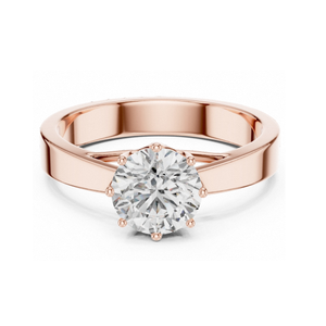 Bague de fiançailles solitaire ronde en or jaune, bague à 6 griffes avec diamant, bague de promesse classique pour femme, bijoux de mariée élégants et intemporels - Product Image 5