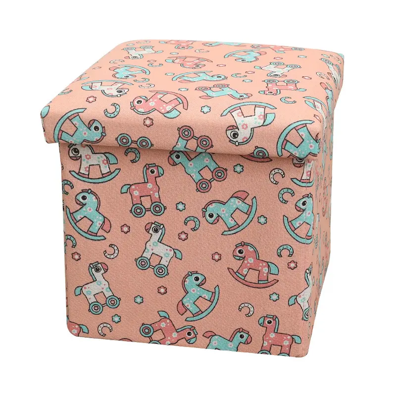American Market bestseller fabric removable chair Small Folding Storage bench Cube Foot Rest box Stool Seat