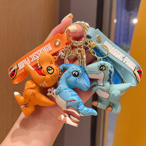 Llavero de Dinosaurio de <span class=keywords><strong>Jurassic</strong></span> <span class=keywords><strong>World</strong></span>, Tiranosaurio Rex, Triceratops, Figuras de Plástico Suave de Dibujos Animados, Llavero para Coche, Pequeño Regalo para Hombres - Product Image 1