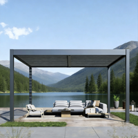 Gazebo de plage en aluminium motorisé avec éclairage LED - Durable, imperméable, résistant au vent, protection UV, écologique, anti-rongeurs et anti-pourriture