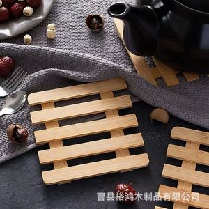Bamboo Heat Resistant Mat Square <b>Placemat</b> <b>Table</b> Mat Dish Mat Bowl Mat Home Use - Product Image 2