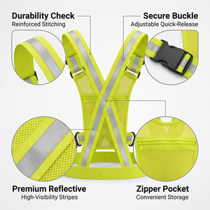 เข็มขัดสะท้อนแสงแบบปรับได้ ยืดหยุ่นได้ สีส้มสะท้อนแสงสูง สำหรับวิ่ง ความปลอดภัย และเครื่องแบบ - Product Image 4