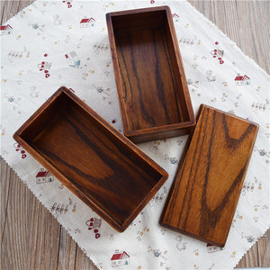 Camphor Wood Bento <b>Box</b> Rectangle Double Layer 501-800Ml Reusable <b>Lunch</b> <b>Box</b> With Wooden Lid Adult Use - Product Image 3