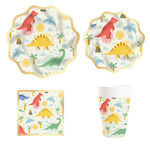 DAMAI - Decoración para Fiesta de Cumpleaños de Dinosaurios, Juego de Vajilla Desechable con Diseño de Dinosaurios, Platos, Vasos y Servilletas para Fiestas Infantiles con Temática de Dinosaurios - Product Image 1