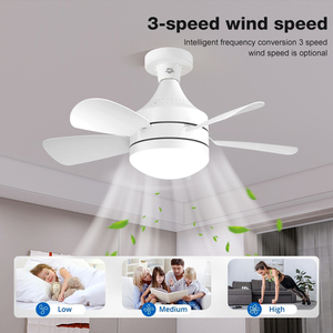 Qualité garantie Chambre à coucher Noir Blanc Bois Couleur E27 B22 18 Pouces Télécommande Smart Plafonnier Ventilateur - Product Image 2