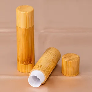 Eco-friendly Natural Bamboo Lip Balm Tube Wooden And Plastic Lipbalm Container