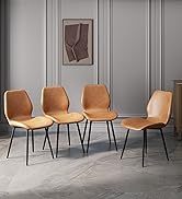 Chaise de salle à manger moderne en cuir PU de luxe avec pieds en métal pour la maison, le bureau et la salle de bain DC 1496