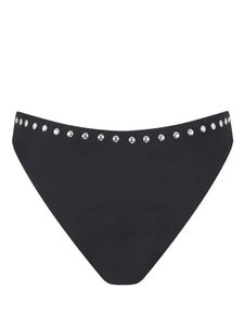 Conjunto de Bikini ecológico acolchado extraíble de 2 piezas de talla grande con cuello redondo y diamantes de imitación plateados metálicos negros para mujer - Product Image 5