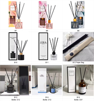 Diffuseurs de parfum en verre de luxe avec bouteilles d'huile essentielle et motif givré sérigraphié, disponibles en capacités de 60 ml, 125 ml, 250 ml, 500 ml et 1000 ml