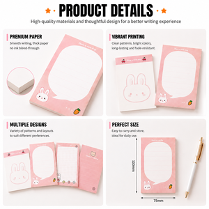 Custom Printed Cute Cartoon Kawaii Notepads Self Adhesive <b>Memo</b> <b>Pads</b> Decorative Stationery for Office School Student Holiday Gift - Product Image 2