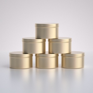 2oz 5oz Metal Packing Tin Can <b>Boxes</b> Aluminum <b>Container</b> Jar with Lid Golden Round Package Tins for Candles - Product Image 1