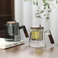 Théière en verre borosilicate résistant à la chaleur, bouilloire à thé, tasse de séparation thé-eau à un clic, gadget de préparation du thé pour la maison