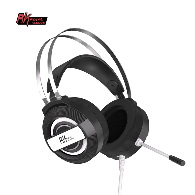Royal Kludge 3.5mm Wired Gaming Headphones Over Ear Gamer Headset Noise Canceling Audifonos RGB Game Headphone With Microphone