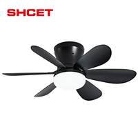 Ventilateur de plafond LED moderne avec 6 pales, source LED E27, silencieux, pales amovibles, design droit