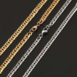 Floreo semi-solid 6 sisi potongan Miami Hip Hop perhiasan 18K berlapis emas pria gelang kalung rantai Kuba - Product Image 6