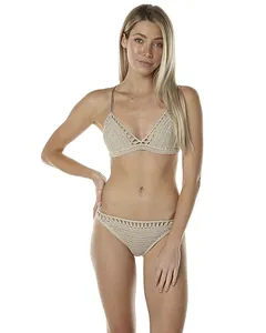 2024 Women Sexy Stone Bralette Crochet Bikini Set Swimwear Suboo Supplier