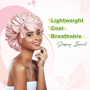 Gorros de Dormir de Lujo para Mujer, Personalizados con Logotipo, de Satén de Seda, con Banda Rizada de Doble Capa, Ajustables, para Cabello Natural - Product Image 2