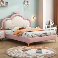 Lit d'enfant princesse populaire pour filles, design moderne, en cuir, avec rangement, vente en gros, lit en bois haut de gamme pour enfants