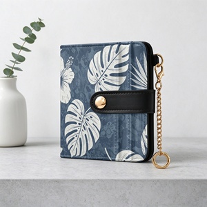 Portefeuille en cuir PU imprimé Monstera avec porte-cartes et boucle magnétique, pochette de style hawaïen avec porte-cartes, vente en gros - Product Image 1