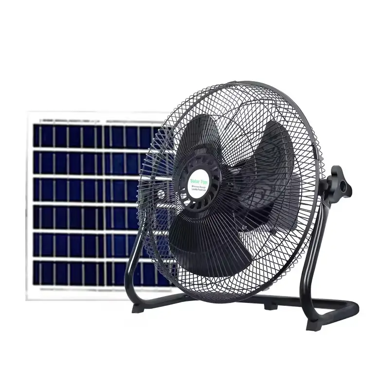 New style rechargeable solar fan 16 inch ternary lithium battery solar standing fans for kitchen/indoor/outdoor