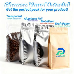 알루미늄 호일 플랫 바닥 커피 파우치 250g 500g 1kg 퇴비성 생분해성 커피 콩 8 면 씰 지퍼 백 - Product Image 3